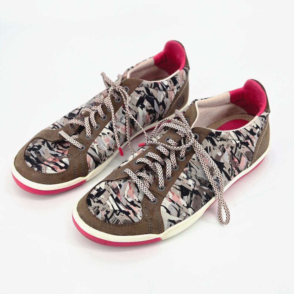 PLAE Prospect Abstract Camo Pink Grey Suede Comfort Sneakers Women's Size 8.5